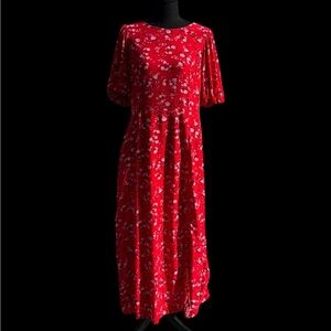 Old Navy Red Floral Midi Dress